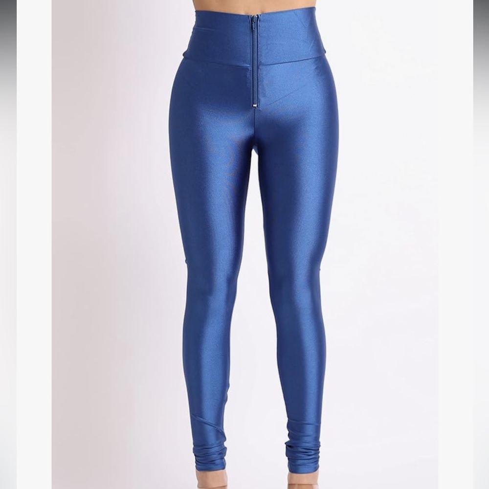 Shein Rockstar Metallic Blue Leggings